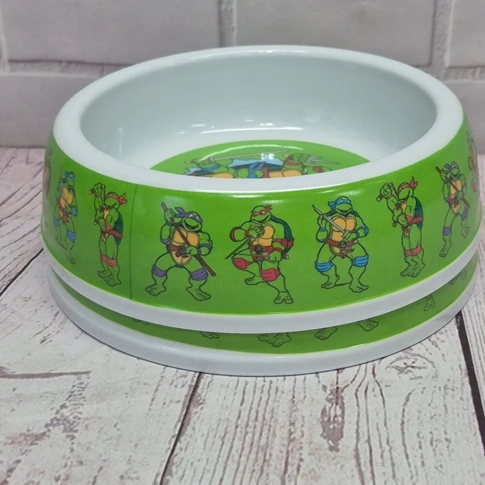 TMNT Teenage Mutant Ninja Turtles Bowl Dog Cat Food Water Dish, 7in, Lot Of 2
